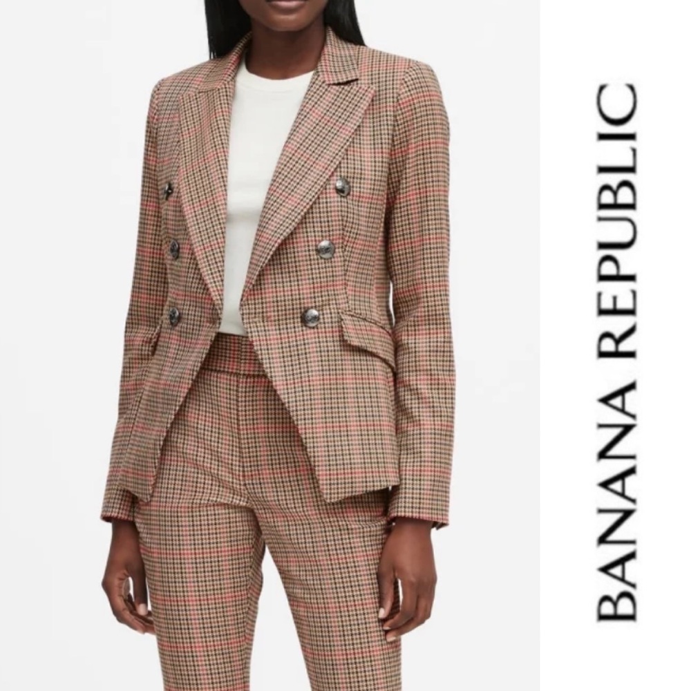 Banana republic plaid double breasted blazer NWT